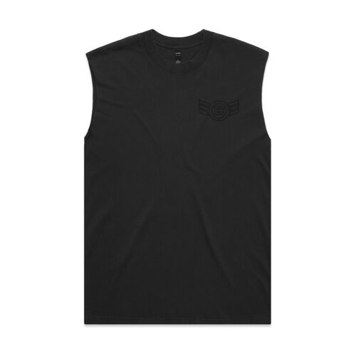 Flying B - Black on Black - 5084 Mens Heavy Faded Tank Thumbnail